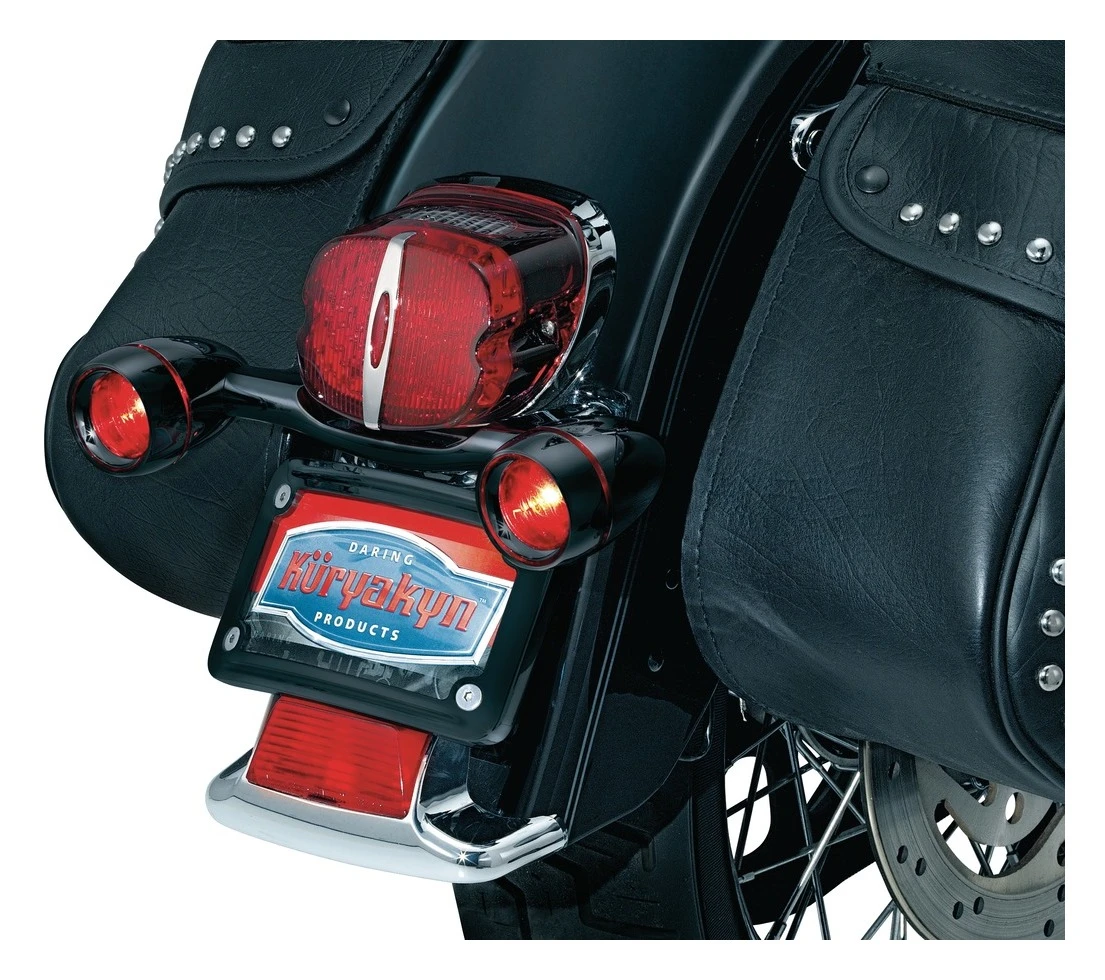 Kuryakyn Curved License Plate Frame For Kuryakyn Bullet Light Rear Turn Signal Bar - Image 4