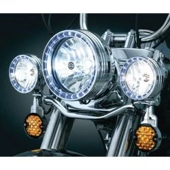 Kuryakyn LED Halo 4 1/2" Passing Lamp Trim Rings For Harley 1984-2016 -Deals Throttle Nest Store kuryakyn led halo45 passing lamp trim rings for harley 7